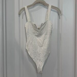 Free People Cream Textured Blouse